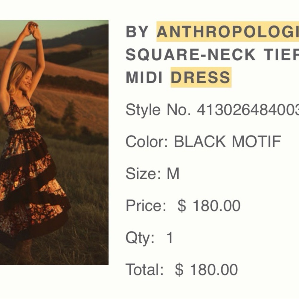Anthropologie Black Floral Tiered Maxi Dress with Rust Accents - Picture 6 of 7